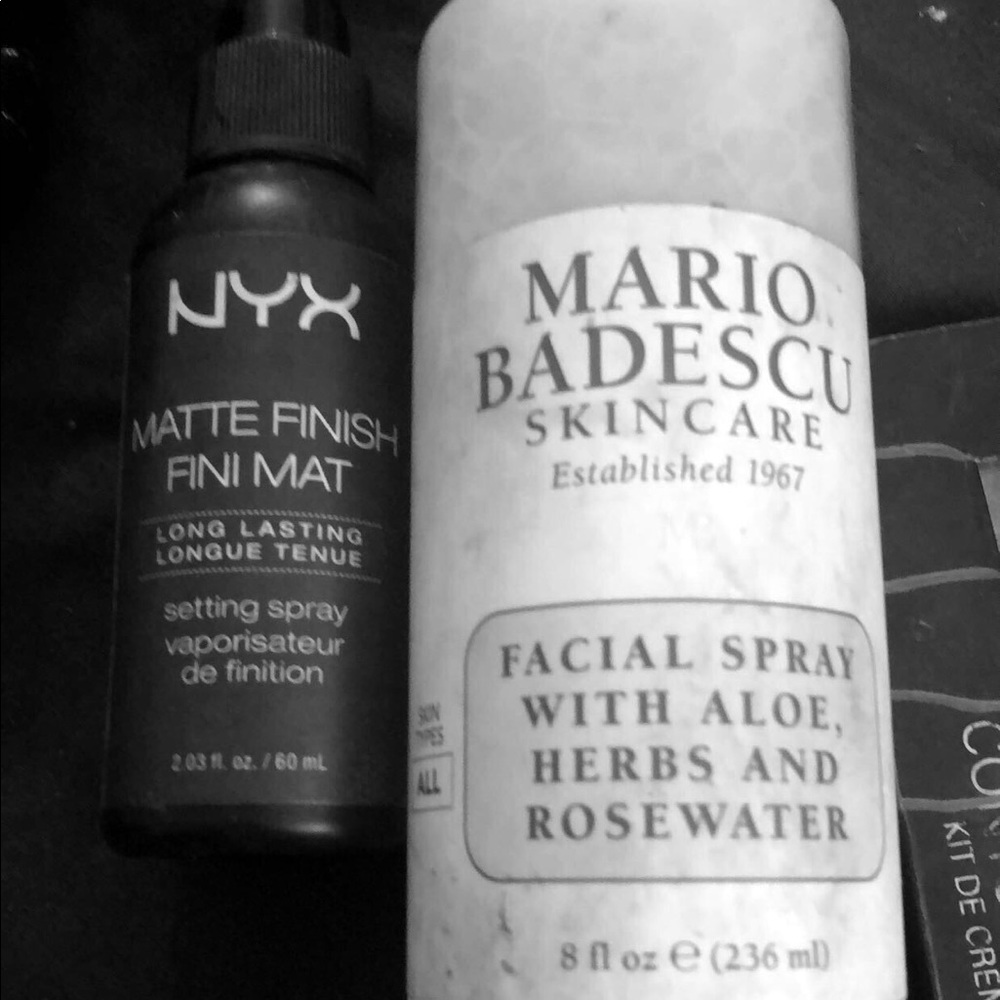matte setting spray and facial rose water spray